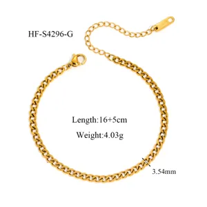 Bracelet gourmette en acier inoxydable style cubain avec extension, longueur 16+5cm chic.