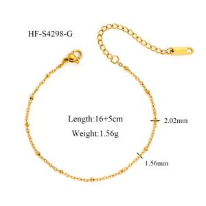 Bracelet de perles en acier inoxydable, 16+5cm, design minimaliste et elegant.