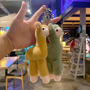Cute plush alpaca keychain, soft stuffed animal bag charm and cute keyring pendant for gifts.