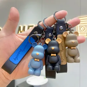 Cute Nordic bear keychain cartoon doll silicone key ring for car keys and couple accessories.