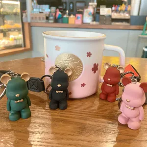 Cute resin bow bear keychain bag charm car key ring cute cartoon doll gift for women