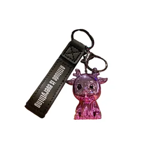 Electroplated colorful deer keychain cute car hanging ornament bag pendant key ring accessory