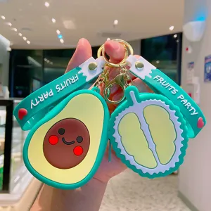 Obstserie Silikon Münzbörse Mini Schlüsselanhänger Süße Erdbeere Avocado Wassermelone Form Tragbare Taschenanhänger Geschenk