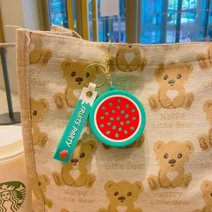 Süßer Wassermelone Silikon Münztäschchen Schlüsselanhänger, kreativer Frucht Serie Anhänger.
