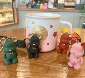 Nordic bow bear car keychain resin bag charm cute cartoon figurine pendant accessory