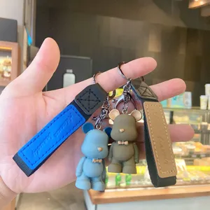 Cute resin bow tie bear keychain cute car key ring bag hanging ornament gift accessory