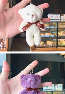 Cute plush bear keychain plushie bag charm fluffy soft toy pendant gift for kids 1-pack