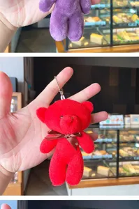 Plush bear keychain cute stuffed animal bag charm fluffy pendant gift for women kids