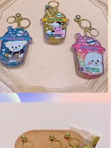 Cute animal water game keychain toy portable decompression keyring for kids daily gifts