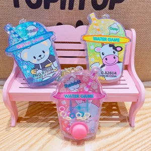 Cute cartoon animal water game keychain plastic ring toss toy portable nostalgic stress relief toy