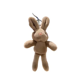 Cute plush rabbit keychain brown stuffed bunny doll bag charm backpack key ring pendant toy gift new