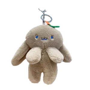 Plush carrot rabbit keychain cute cartoon bunny bag charm fluffy toy pendant for schoolbag