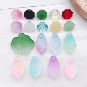 Perles en verre lotus breloques pendentifs fleurs feuilles pour fabrication de bijoux DIY cheveux