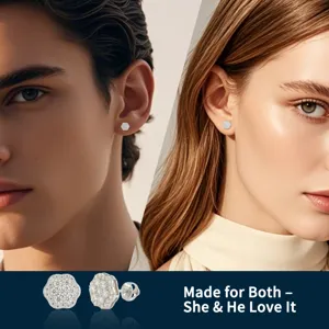 Silberne Moissanit Blüte Ohrstecker mit funkelnden Steinen für elegante tägliche Looks.