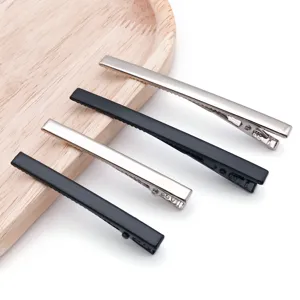 Metal hair clips DIY duckbill square clips black and silver hair accessories set 4pcs