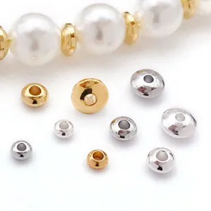 Or Argent Cuivre Plaqué Abaque Perles d'Espacement Disque Rond Roue Perles En Vrac Pour Bricolage Bracelet Collier Bijoux Fabrication Accessori