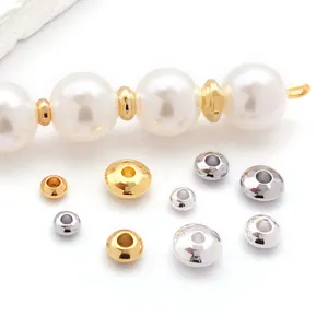 Perles d'espacement en métal doré et argenté perles vue détail pour accessoires bijoux DIY.