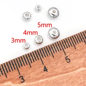 Perles intercalaires plates en métal argenté de 3mm 4mm 5mm pour la fabrication de bijoux DIY