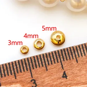 Perles d'espacement plates plaquées or accessoires bijoux DIY affichage taille 3mm 4mm 5mm