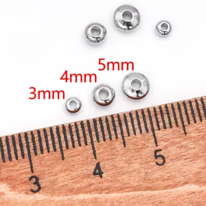 Perles d'espacement UFO plates en métal argenté 3mm, 4mm, 5mm pour la création de bijoux DIY.