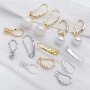 18K gold plated earring hooks diy jewelry findings with pearl bails and silver components.