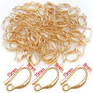 18K Gold Plated Brass Earring Hooks DIY Jewelry Findings Bulk Pack with 15mm and 8mm Sizes