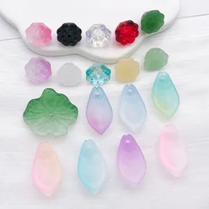 Style Ancien Perles Perforées Pendentif Gousse de Lotus en Verre Tchèque Accessoires de Bijoux DIY
