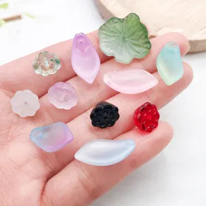 Perles pendentifs feuilles de lotus en verre coloré accessoires bijoux DIY lot chics