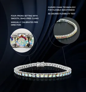 S925 Sterling Silber Moissanit Tennis Armband Glitzernd D Farbe Krappenfassung Schmuck