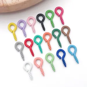 Colorful eye screws hooks for DIY jewelry making crafts charms accessories details close up view