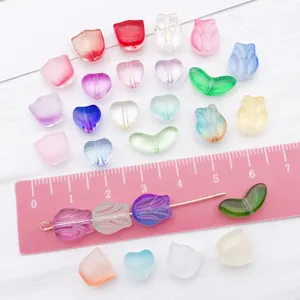 Gradient glass beads mix tulip heart leaf shapes loose spacer beads for DIY jewelry making