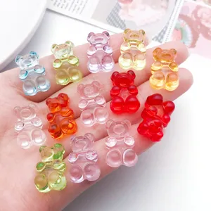 Transparante acryl beren hangers 19x12mm kleurrijke gummibeer kralen voor DIY sieraden maken.