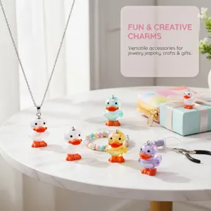 Cute 39x25mm clear UV plated acrylic little duck pendants for DIY jewelry making, crafts and gifts.