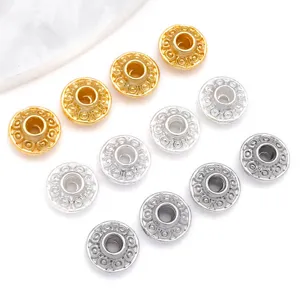 Metal UFO spacer beads for DIY jewelry making, gold and silver plated charm bead findings.