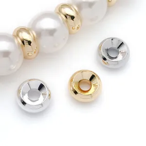 Perles d'espacement de roue dorees et argentees, detail pour accessoires de bijoux faits main DIY.