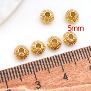 18K Gold Plated Copper UFO Spacer Beads 5mm DIY Beaded Bracelet Jewelry Accessories