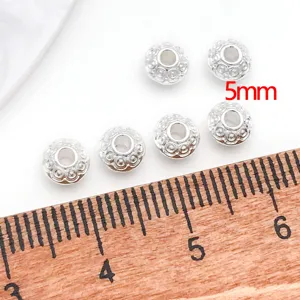 Silver metal UFO spacer beads for DIY jewelry making, bracelets and accessories 5mm size detail view