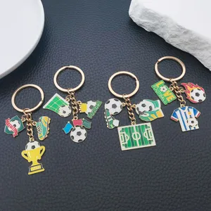 Creative Enamel World Cup Football Keychain Sports Fans Souvenir Bag Pendant Metal Key Ring Accessory