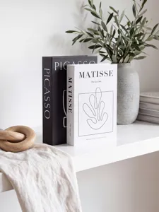 Nordic minimalist black white simulation book storage box, decorative book ornament for home decor.
