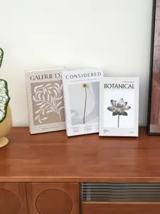 Decorative fake books botanical illustration modern minimalist home decor aesthetic display props