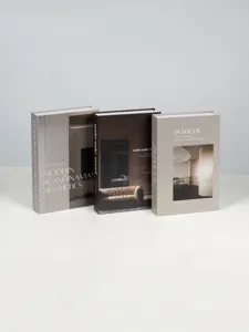 Modern minimalist decorative simulation books set for home decor and hotel staging.