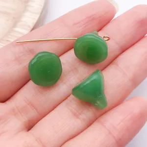 Green glass gourd pendant DIY jewelry accessory, exquisite craft charm component for handmade items.