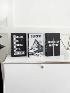 Decorative fake books set minimalist black white motivational quotes coffee table book model.