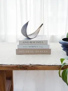 Decorative fake book set for modern home decor, aesthetic coffee table book props for living room.