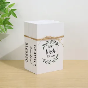 Decorative fake book box white minimalist style home desk ornament with English blessing texts