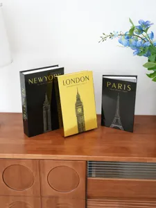 Luxury city decorative fake book storage box set for modern home desktop display and organization