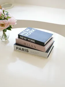Set de caja de almacenamiento de libros falsos decorativos, estilo moderno para el hogar.