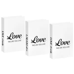 Decorative fake books set of 3 white modern book stack for home decor coffee table display