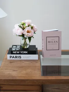Set de caja de almacenamiento de libros decorativos con disenos de Milan y Paris para el hogar.