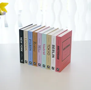 Decorative fake books set, fashion city theme display book models for bookshelf home decor.